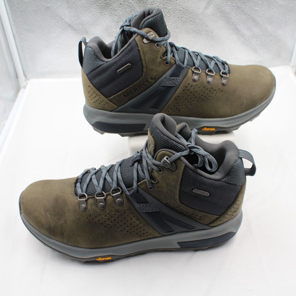 Merrell Zion Peak Mid Waterproof Hiking Boots Men's Size 10.5 Olive Green NEW